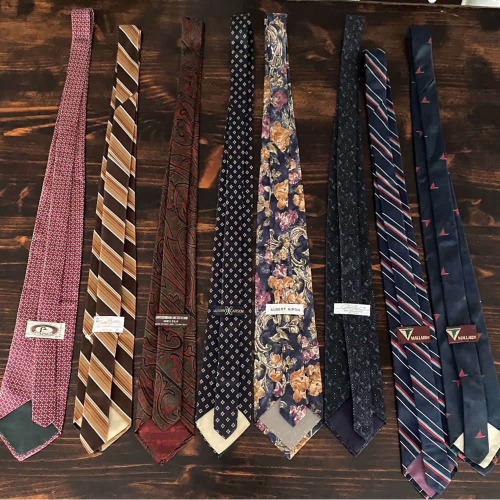 Mens Vintage Tie Bundle Designer Neckties Paisley Floral Striped 80s 90s Lot